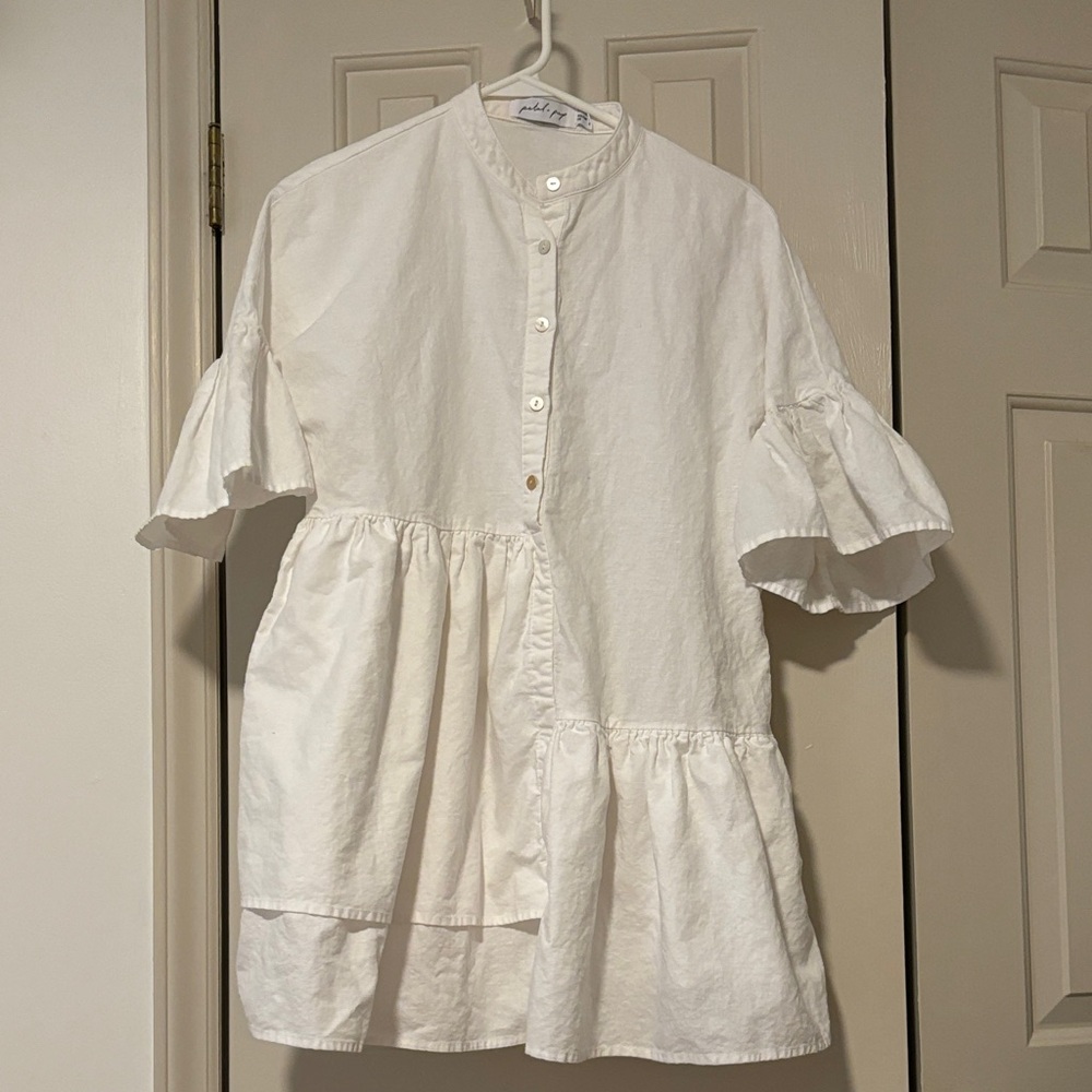 Petal & Pup Cream Round-Neck Button Dress